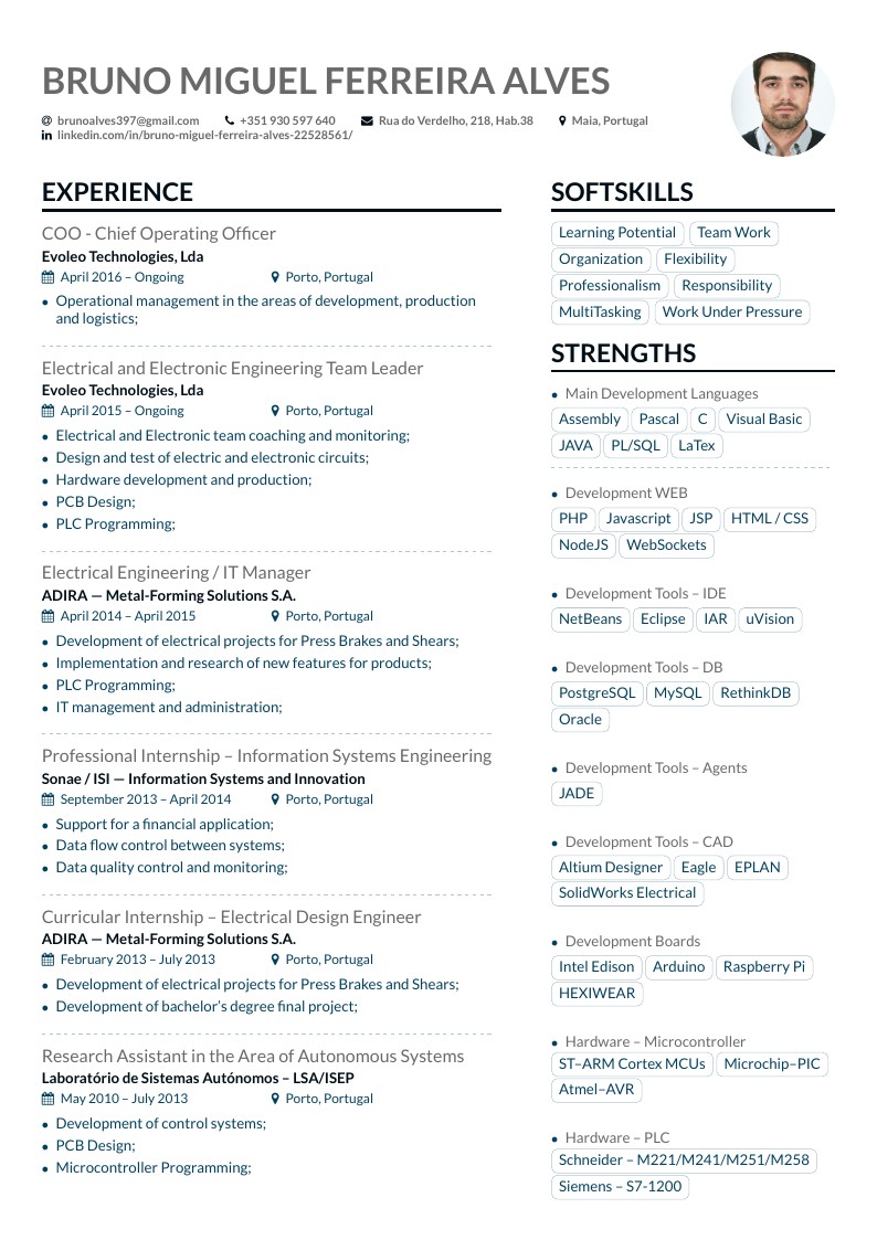 Bruno Miguel Ferreira Alves' CV